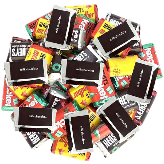 Miniature Chocolate Bars Assortment -1.5 lbs Mini Bars Individually Wrapped- Dark Chocolate, Milk Chocolate, Chocolate with Crisped Rice, Chocolate With Roasted Peanuts- Perfect Variety of Classic Flavors in Mini Size(24 oz)