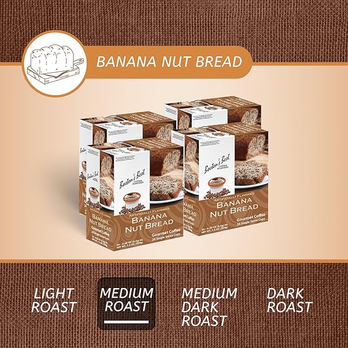 Boston’s Best - Banana Nut Bread Flavored Delicious Gourmet Coffee Compatible with Keurig Coffee Maker, 24 Count (Pack of 4)