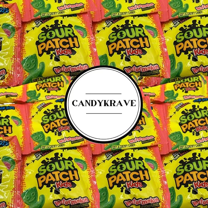 SourPatch Kids Soft & Chewy Candy - Watermelon Flavor - 2 lbs Individually Wrapped Sweet & Sour Candy Pack - Delicious Gummy Treats for Pinata Stuffers, Movie Nights, Birthdays, Pantry & Baby Showers