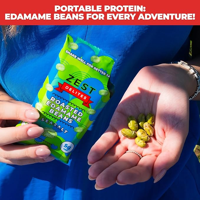 Crunchy Dry Roasted Edamame Beans Snack by Zest Delites, Sea Salt - Sriracha - Buffalo, Vegan, Low Calorie High Protein Snacks, Low Carb, Keto, 0.9 oz 24 Packs