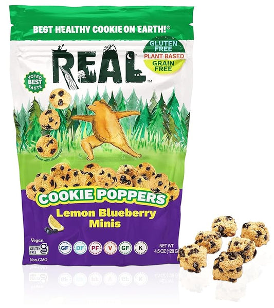 REAL Lemon Blueberry Mini Cookie Poppers – Bite-sized Gluten Free Semi Soft Baked Cookies – Dairy Free, Vegan, Kosher, Paleo – Delicious Mini Lemon Blueberry Cookies (4.5 oz)