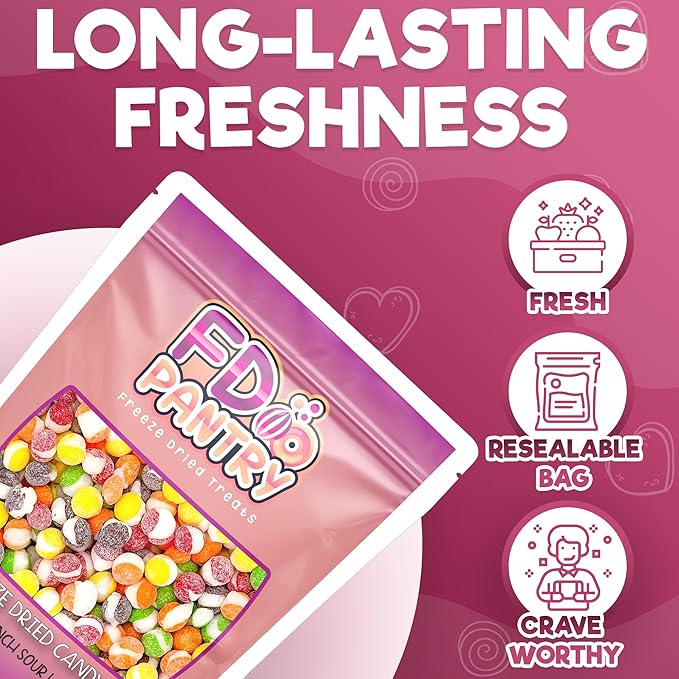 Fruit Crunch Sour Freeze Dried Candy Variety Pack 16oz - Assorted Candy Freeze Dried Sour Flavors, Large Resealable Pouch - Ideal Freeze Dried Snack Treat, Great Gift Idea - 1lb Bag