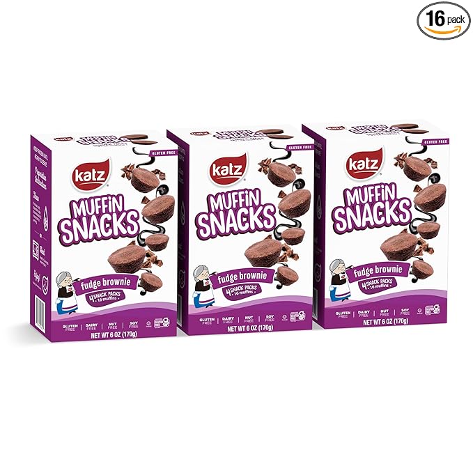 Katz Gluten Free Fudge Brownie Muffin Snacks | Dairy Free, Nut Free, Soy Free, Gluten Free | Kosher (3 Packs, 6 Ounce Each)