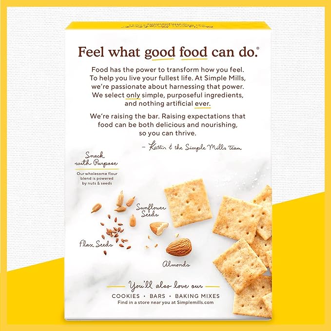Simple Mills Almond Flour Crackers, Fine Ground Sea Salt - Gluten Free, Vegan, Healthy Snacks, 4.25 Ounce (Pack of 4)