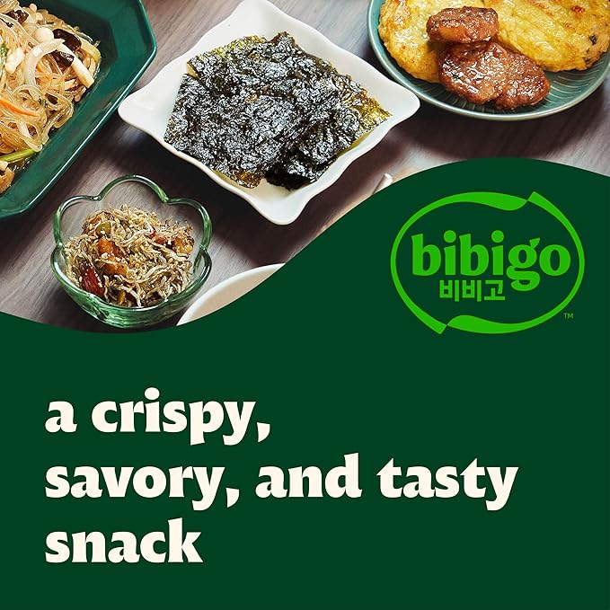 Bibigo Wasabi Flavor Seaweed Snack, Non GMO, Gluten Free, 0.35 Ounces (Pack Of 12)