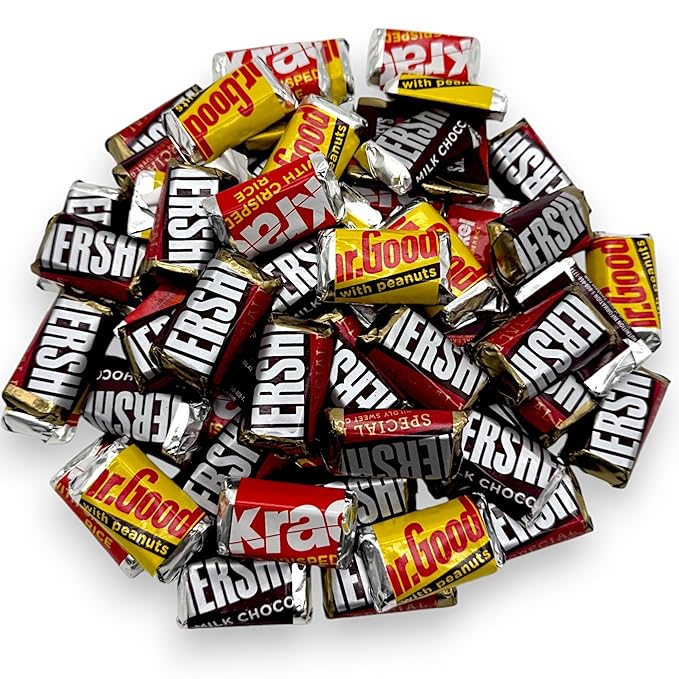 Assorted Mini Chocolate Bars – 2.24 LBS Bag, Individually Wrapped – Includes Dark, Milk, Krackel with Crisped Rice & Mr. Goodbar with Peanuts (24 oz) 10034000214911