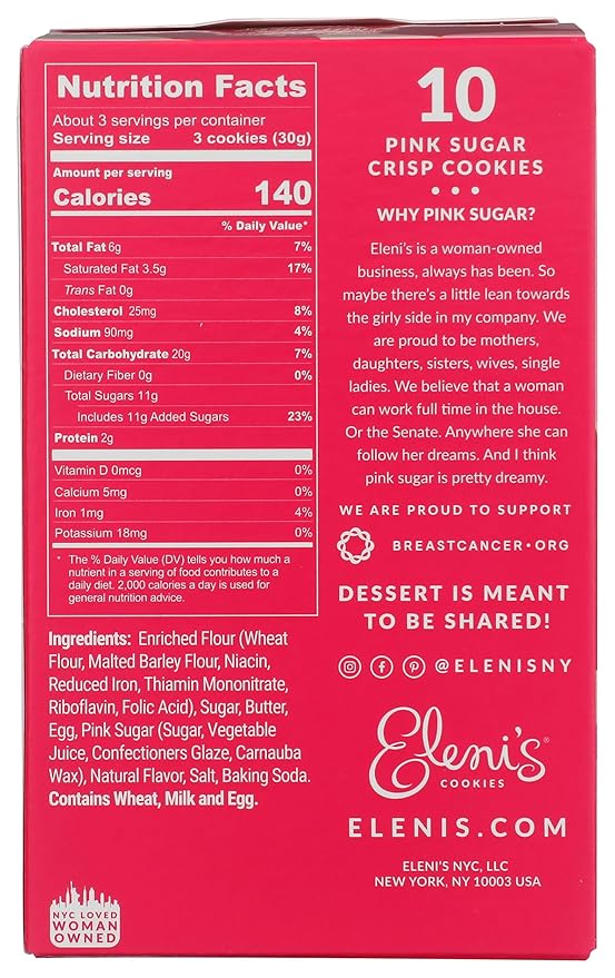Eleni's New York Crisp Pink Sugar Cookie, 3.5 OZ