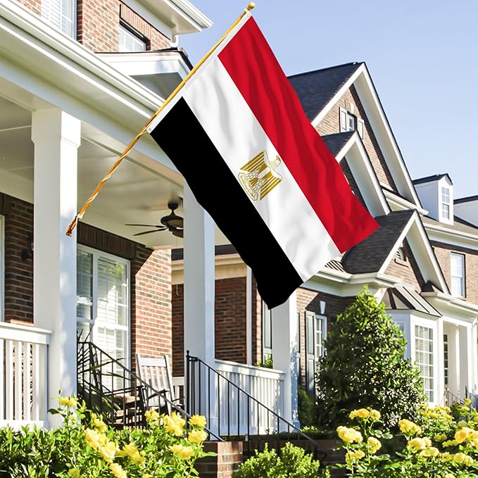 Ahfulife Egypt Flag 3x5 Ft, 1 Pc Large Egyptian National Flags for Outdoor Indoor, Double Sided with Brass Eyelets for World Cup, Party, Garden, Bar, Street Decor