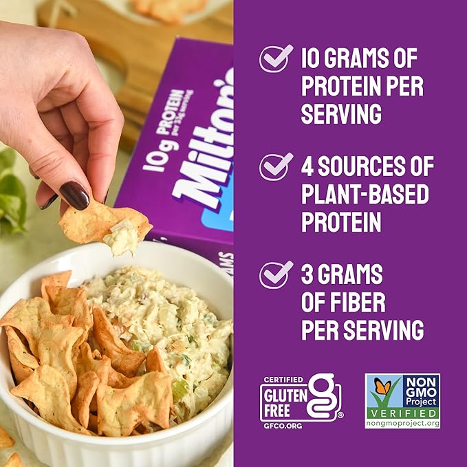 Milton's Protein Crackers, Zesty Ranch - 10g of Plant-Based Protein Per Serving, Gluten Free, Non-GMO Project Verified, Vegetarian-Friendly, Zero Grams Added Sugar Per Serving, 4.25 Oz, Pack of 2