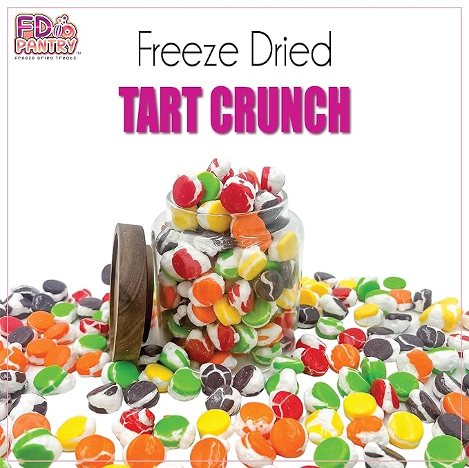 Freeze Dried Candy Tarts Crunch: Crunchy Sweetness, 4 oz Flavors: Cherry, Lemon, Lime, Orange, Grape. Tarts Resealable Bag Tangy Sweet