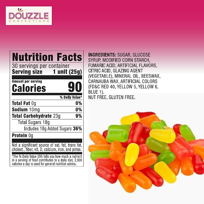 DOUzzle Valentines Day Sweet Treats, Jelly Jix Chewy Candies, Mini Packs (30 Count, 1 Pack) Individually Wrapped, Party Favor - Gluten & Nut Free, Kosher Parve
