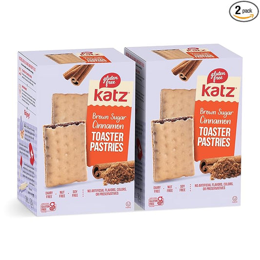 Katz Gluten Free Toaster Pastries, Cinnamon. Healthy snacks for adults and kids. Free of dairy, nuts, peanuts, and soy. Kosher 8 oz (2pk).