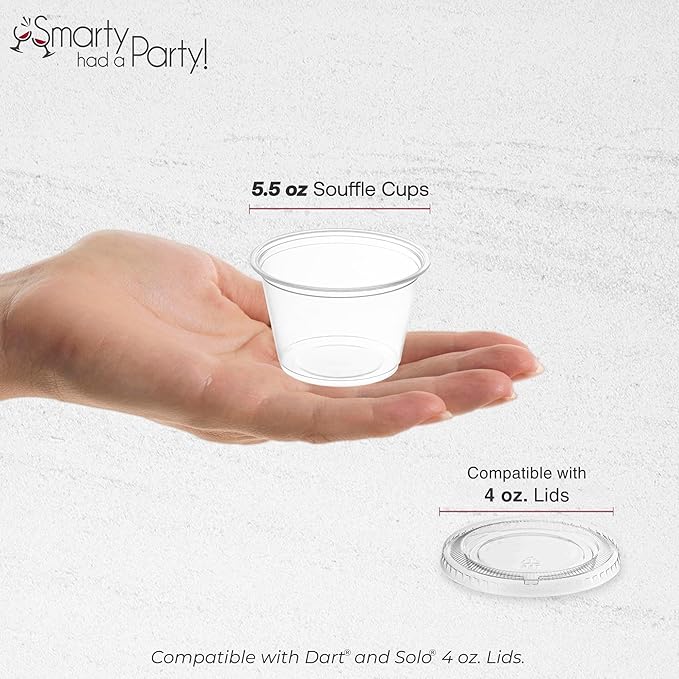 Smarty Had A Party 2500 Clear Plastic Portion Cup 5.5 oz Disposable Snack Dessert Plastic Clear Portion Cups