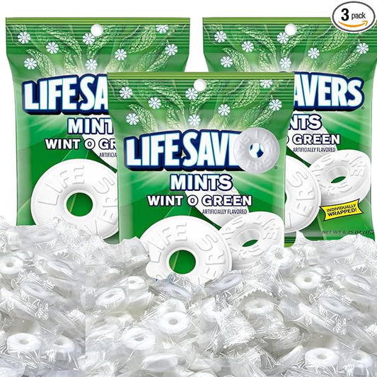 Wint O Green & Pep O Mint Hard Candy, 6.25 oz Mints Bulk, Perfect for Sharing, Gifting, Weddings and Special Events, Classic Wintergreen & Peppermint Individually Wrapped with a Cool, Refreshing Taste