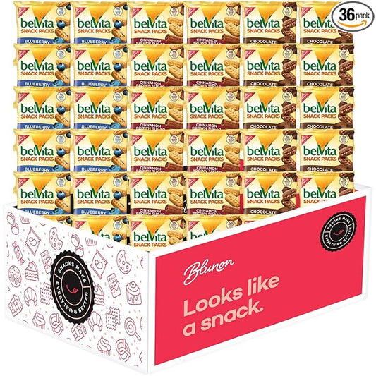 Belvita Breakfast Biscuits Bite Size Snack Packs - Bulk Assortment (36 Count)