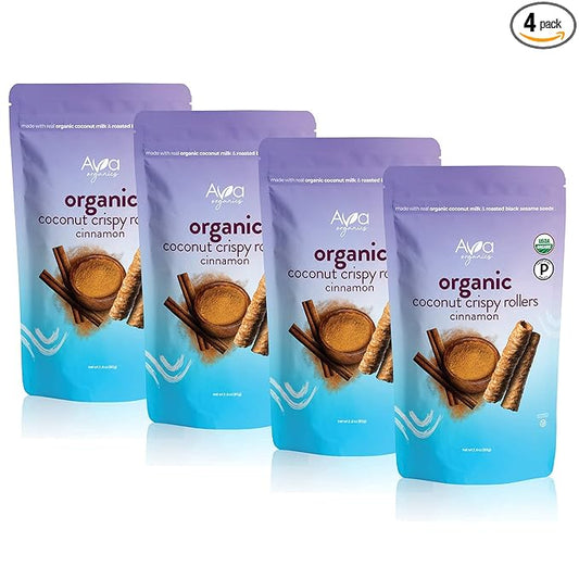 Ava Organics - Coconut Crispy Rollers - Cinnamon (Pack of 4-2.82 oz bags)