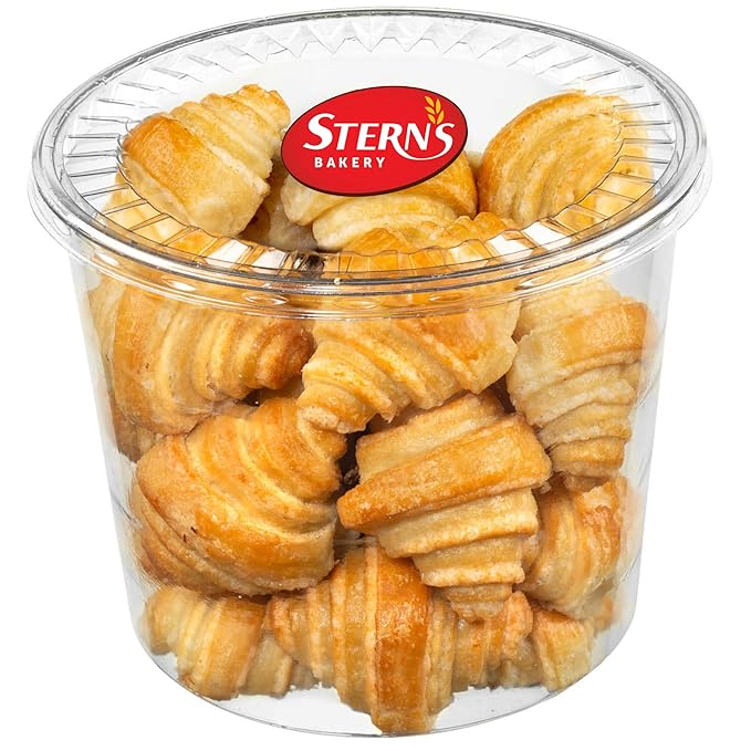 Rugelach Pastries | Approx 20 Vanilla Croissants | Breakfast Pastry | Dairy & Nut Free | Preservative Free | Unique for Holidays and Birthdays | 19 oz Stern’s Bakery ( Vanilla Rugelach Pastries, Club Size - 19 oz )