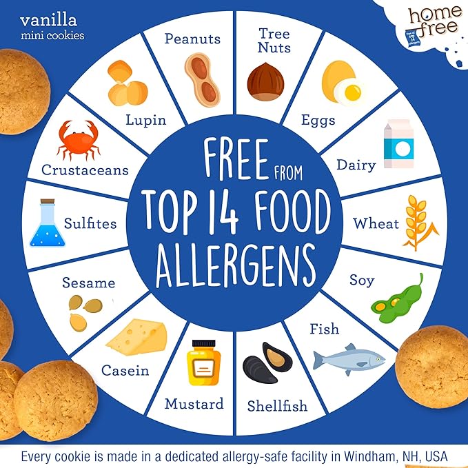 Homefree Mini Vanilla Cookies, Gluten Free, Nut Free, Vegan, School Safe and Allergy Friendly Snack, 5 oz. Box (Pack of 1)