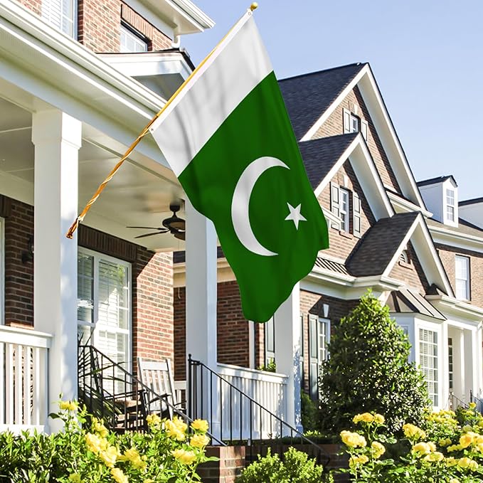 AhfuLife Pakistan Flag 3x5 Ft, Large Pakistan National Flags foe Outside - Double Side with Brass Eyelets for Olympic Party Decorations, Bar Garden Street Decoration Indoor Outdoor