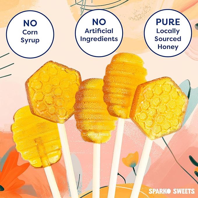 Sparko Sweets Natural Honey Rose Tea Lollipops, 18 Pieces, Handcrafted in USA, No Artificial Ingredients, No Corn Syrup, 0.75 Pound – Perfect for Tea Stirrers and Gifts