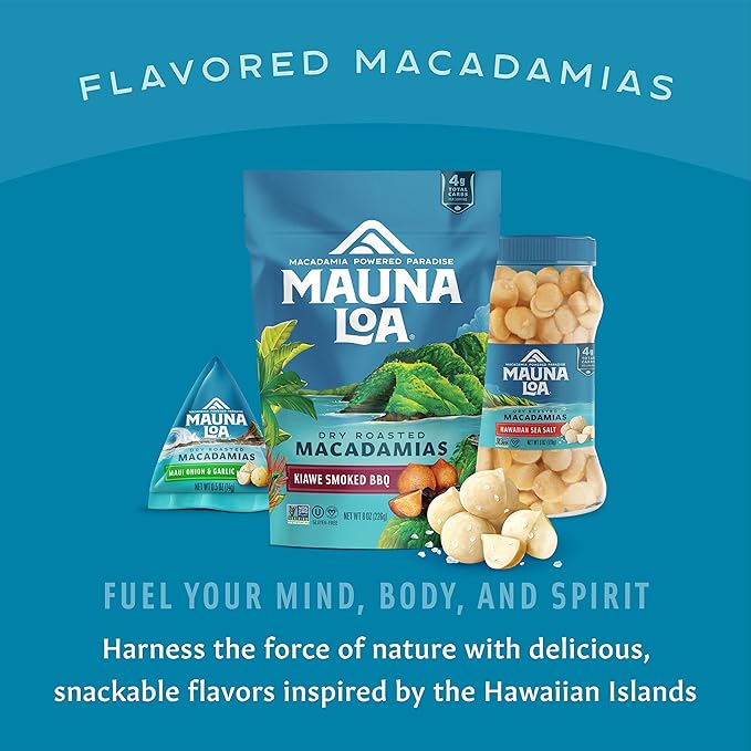 Mauna Loa Sea Salt Roasted Macadamia Nuts, 24 Pack of 0.5 oz Mini Pouches, Keto Friendly, Gluten Free, Healthy Hawaiian Snack