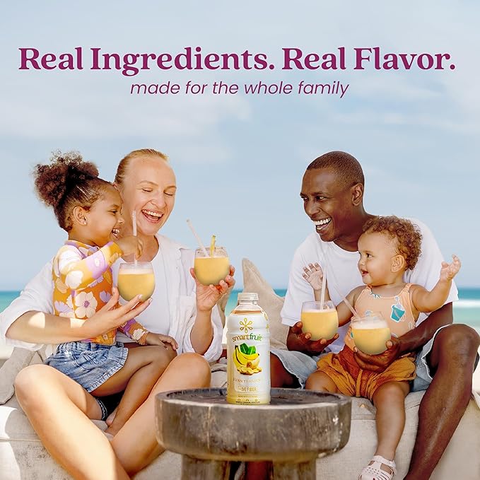 Smartfruit Sunny Banana + Oat Fiber – 100% Real Fruit Purée with Banana, Apple & Pineapple – Great for Smoothies, Juice, Yogurt, Cocktails, Teas & More – High in Vitamin A – 48oz