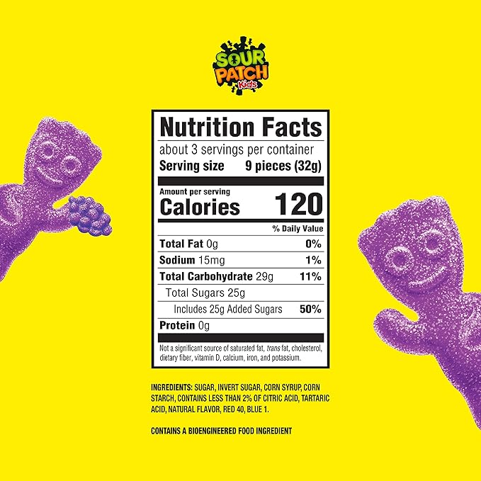 SOUR PATCH KIDS Grape Soft & Chewy Candy, Bulk Candy, 12 - 3.58 oz Bags