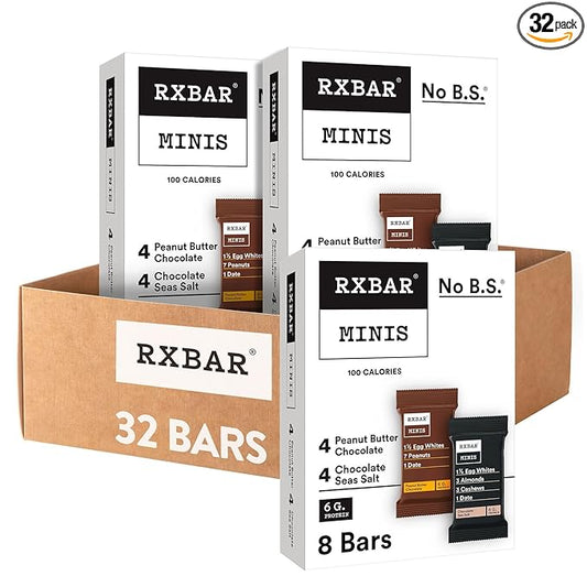 RXBAR Minis Protein Bars, 6g Protein, Gluten Free Snacks, Variety Pack (4 Boxes, 32 Count)