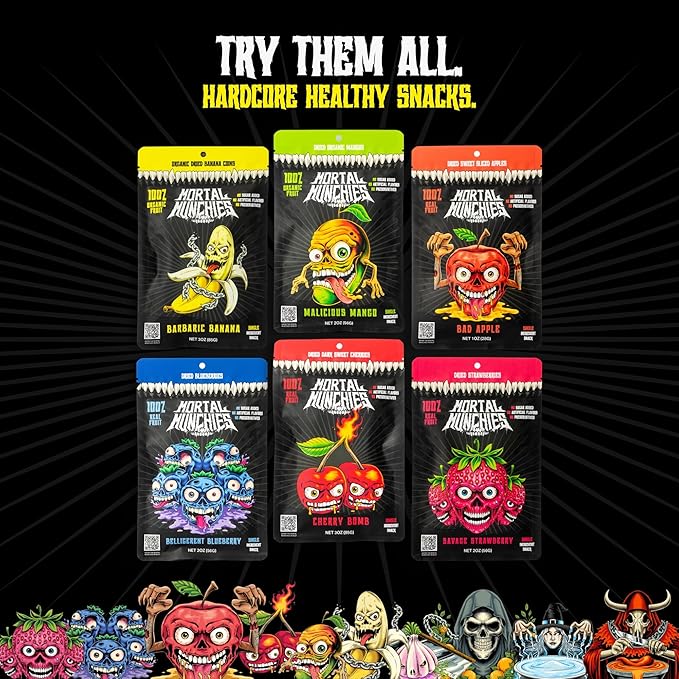 Mortal Munchies - Dried Fruit (6 Pack, 3 Oz) Real Fruit Snack, Sweet and Chewy, Rich in Potassium, Fat-Free On-the-Go Snacks, Healthy Snack for Adults, Non-GMO, No Added Sugar (Banana)