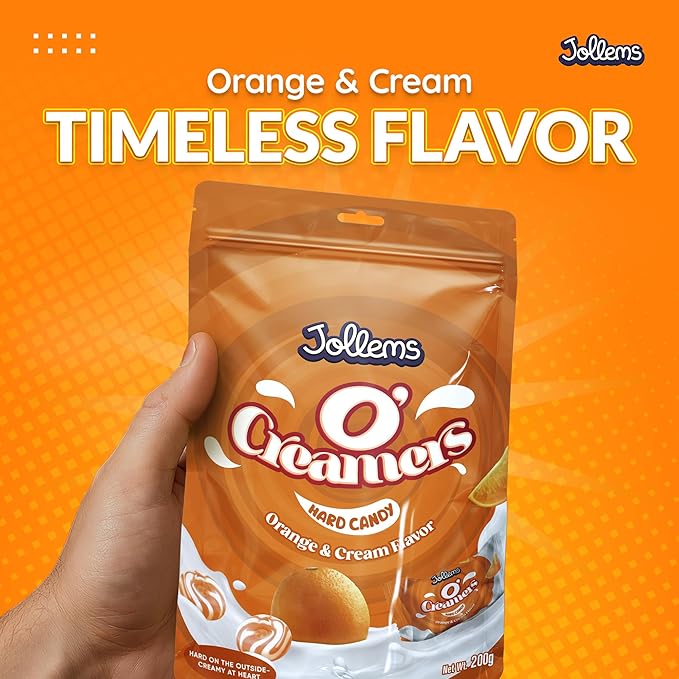 Jollems O’ Creamers Orange & Cream Flavored Hard Candy | Individually Wrapped | 2 Pound Bulk Bag