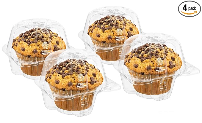 Fresh Bakery Muffins | Chocolate Chip Muffins | 4 Individually Wrapped Muffins Included | Delicious Coffee Cake | 4 oz Per Muffin | Stern’s Bakery (Chocolate Chip)