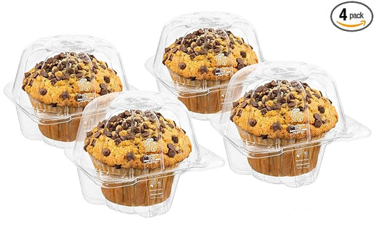 Fresh Bakery Muffins | Chocolate Chip Muffins | 4 Individually Wrapped Muffins Included | Delicious Coffee Cake | 4 oz Per Muffin | Stern’s Bakery (Chocolate Chip)