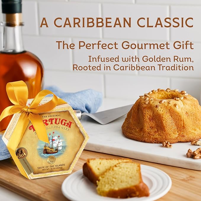 TORTUGA Caribbean Classic Golden Original Rum Cake - 16 oz. - Case of 20 - Gourmet Gift for Food Gift Basket, Snack Gift Basket, Birthday Gifts, and Bakery Desserts - Great Mini Cakes for Delivery