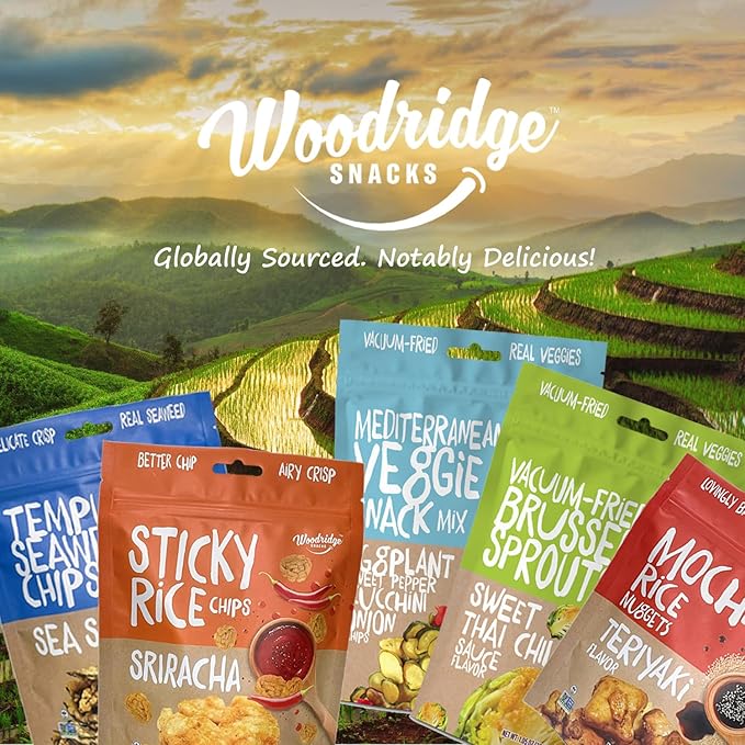 Woodridge Snacks | Sticky Rice Chips | Sriracha Flavor | 6 Pack | 2.47 OZ (70g) Bags