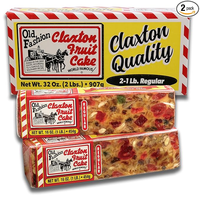 Claxton Fruit Cake - 2-1 Lb. Regular Recipe - Each Cake Individually Wrapped For Freshness in our, Signature Claxton Carton