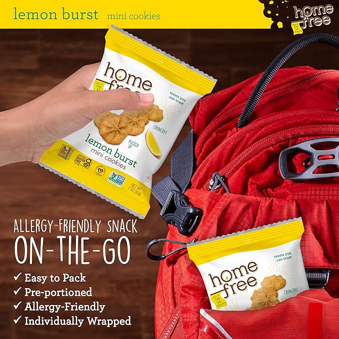 Homefree Treats You Can Trust Gluten Free Mini Cookies, Single Serve, Lemon Burst, 1.0 Ounce (Pack of 10)…