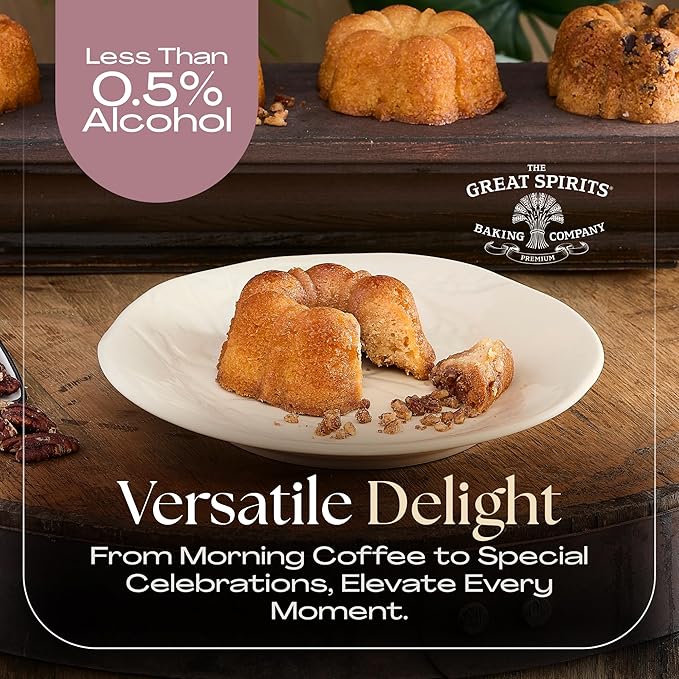The Great Spirits Baking Company's Rum Runner Cinnamon Pecan Streusel Rum Cake, Mini Bundt Cake (4 oz), Comforting Dessert for Any Time of the Day