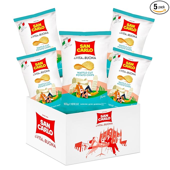 San Carlo Multi Pack 5X Waffle n°1 Italian Potato Chips - 100gr - for Snacking Bliss