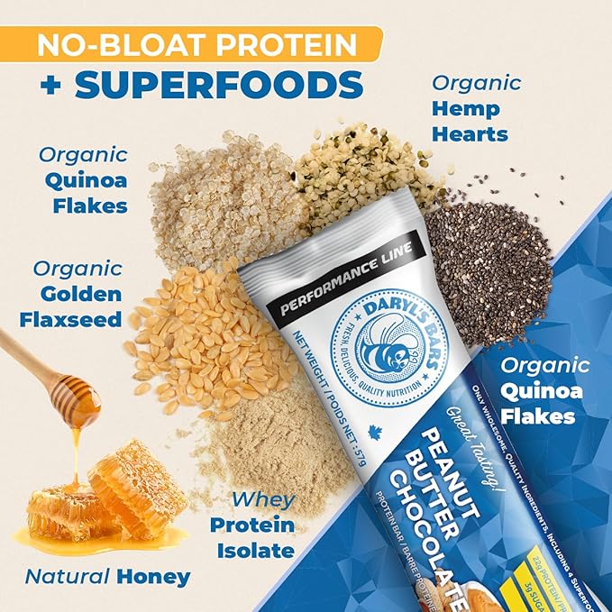Daryl's Bars Peanut Butter Chocolate On the Go Snack On the Go Whey Protein Bars, Gluten Free, Protein Snack, Meal Replacement, Pack of 2
