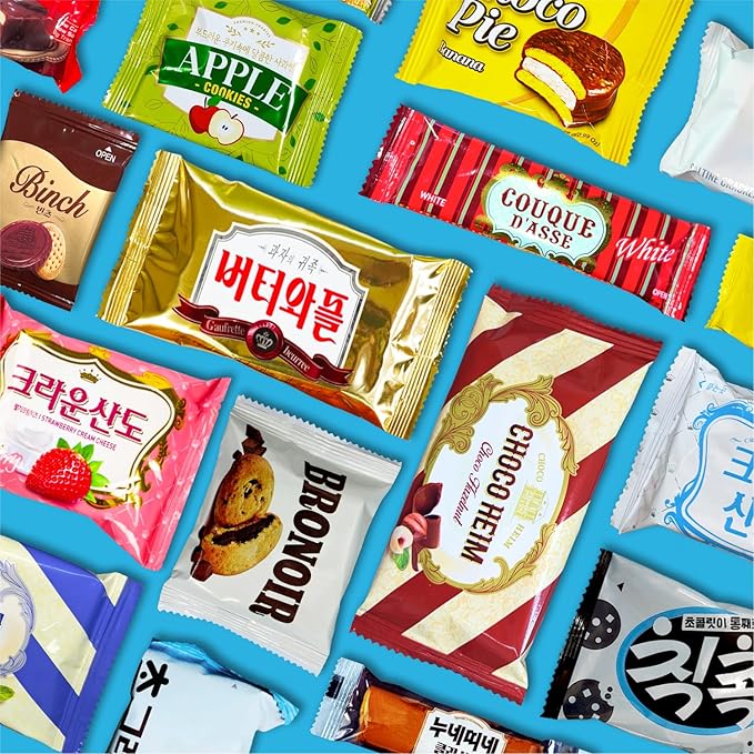 Journey of Asia Korean Snack Box 25 Count - Individually Wrapped Packs of Candy, Snacks, Chips, Cookies. Care Package Gift Box for Kids, Teens, Senior, Friends and Family