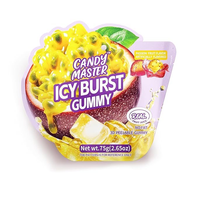 Candy Master Peelable Fruit Gummies – Passionfruit Flavors 3 Packs, 6 Flavors Fun to Peel, Chewy Texture, Halal-Certified