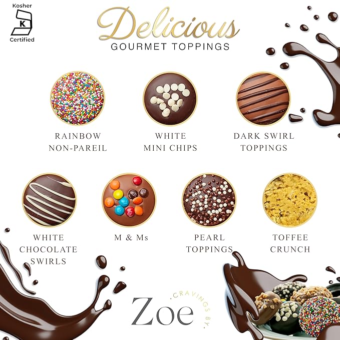 CRAVINGS BY ZOE Valentines Day and Birthday Chocolate Covered Cookies Gift Basket | 12 Count | Kosher Milk & Dark Belgian Chocolate Gourmet Food Gift Box | Birthday, Thank You, Candy Gifting Men Women Him Her Mom