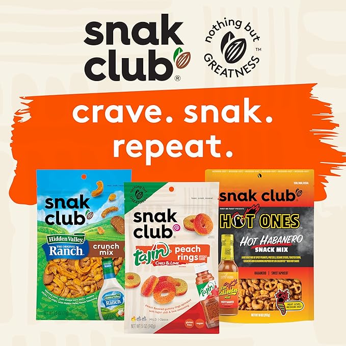 Snak Club Energizer Trail Mix with Roasted Salted Peanuts, Raisins, Chocolatey Candies, Roasted Almonds, Gluten-Free and Kosher Snack, 6.75 oz Resealable Bags, 6 Pack