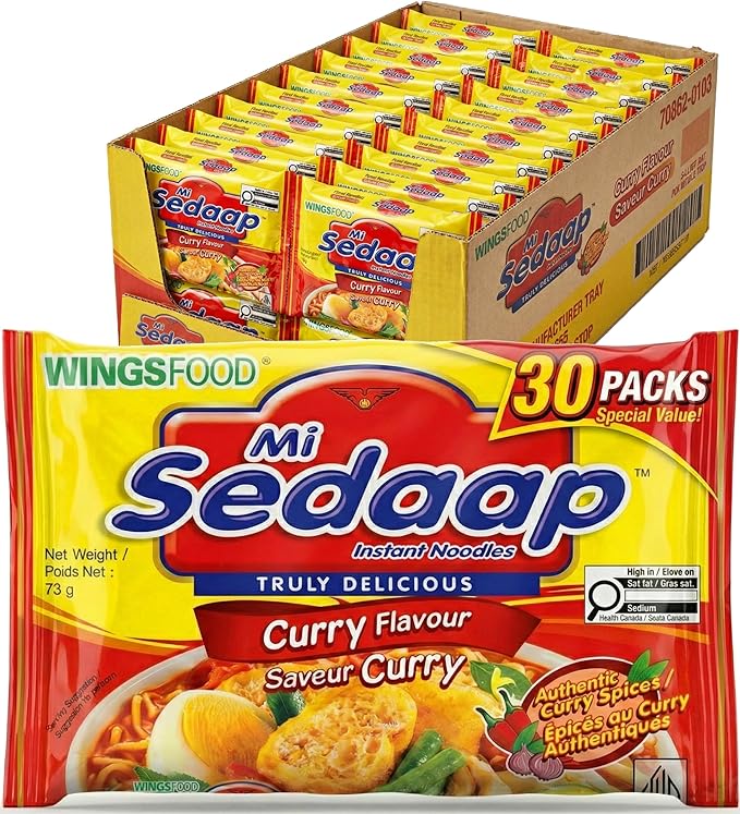 Mi Sedaap Curry Flavor Instant Noodles Pack of 30 – Indonesian curry ramen cups, stir fry cup noodles
