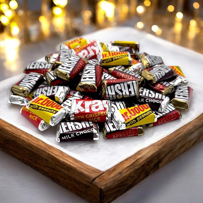 Assorted Mini Chocolate Bars – 2.24 LBS Bag, Individually Wrapped – Includes Dark, Milk, Krackel with Crisped Rice & Mr. Goodbar with Peanuts (24 oz) 10034000214911
