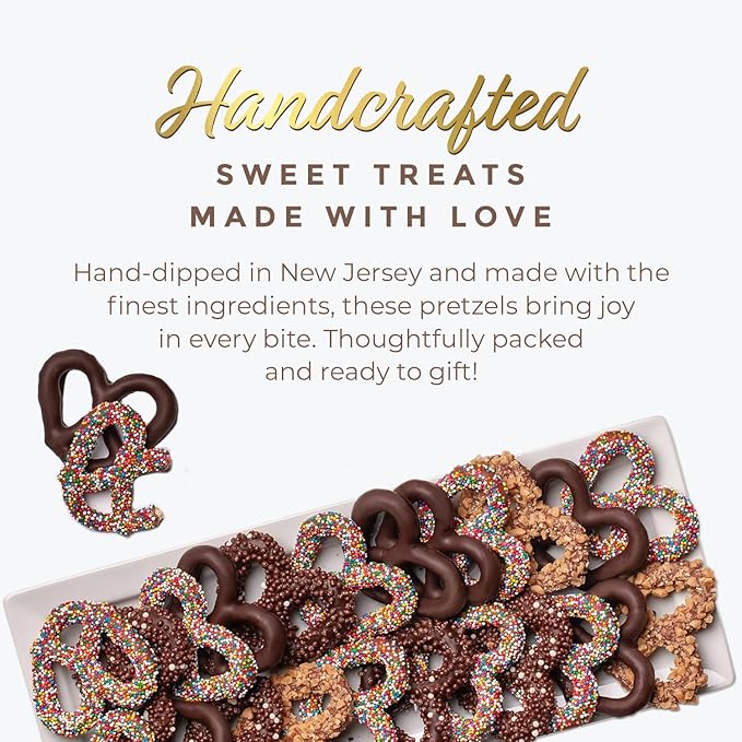 CRAVINGS BY ZOE Mothers Day Chocolate Covered Pretzels Gift Bag 8 oz | Gourmet Kosher Milk & Dark Belgian Chocolate Candy Food Gift Box Basket | Birthday, Get Well, Thank You, Men Women Mom Dad Her