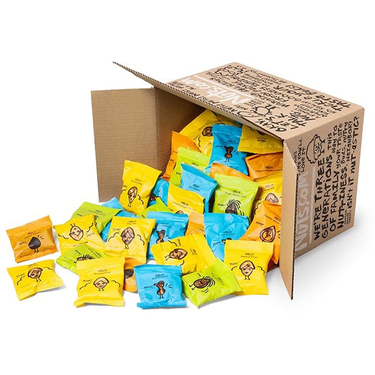 Nuts.com Office Bulk Nut-Free Box - 70 Count Assorted Variety Pack with Pretzels, Cheddar Whales, and Dried Fruit - Healthy Snack Mix for Winter, Valentine's Day and Care Package Gifts