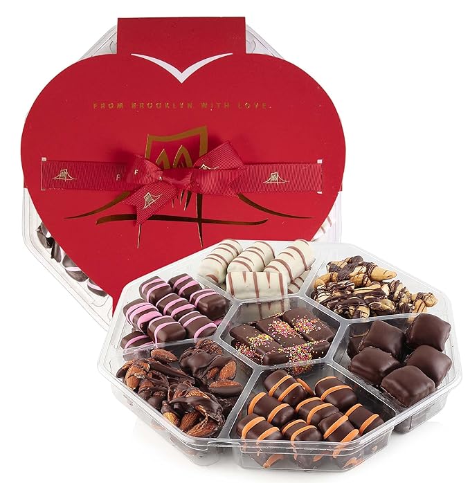 Dark Chocolate Valentine's Gift Box - Fancy Gourmet Valentine Chocolates, Kosher & Dairy Free Crunchy, Creamy & Caramel Truffles Gift Assortment - Finest Valentines Day Chocolates, 28 oz