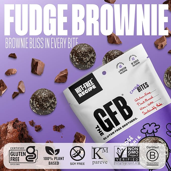 The GFB Fudge Brownie Cookie Protein Bites - Allergen Friendly & Nut Free - Gluten Free, Plant Based, Non GMO, Sustainably Made – Ridiculously Tasty, Healthy, Protein Energy Balls, 4 oz (4 Count)