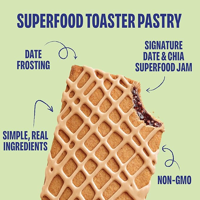 Smash Foods Toasties Variety 3 Pack – Healthy Whole Wheat Toaster Pastries Strawberry, Blueberry, Grape – No Refined Sugar, Real Fruit Filling – 9 Pastries Total – Non-GMO, Simple Real Ingredients (Blueberry)